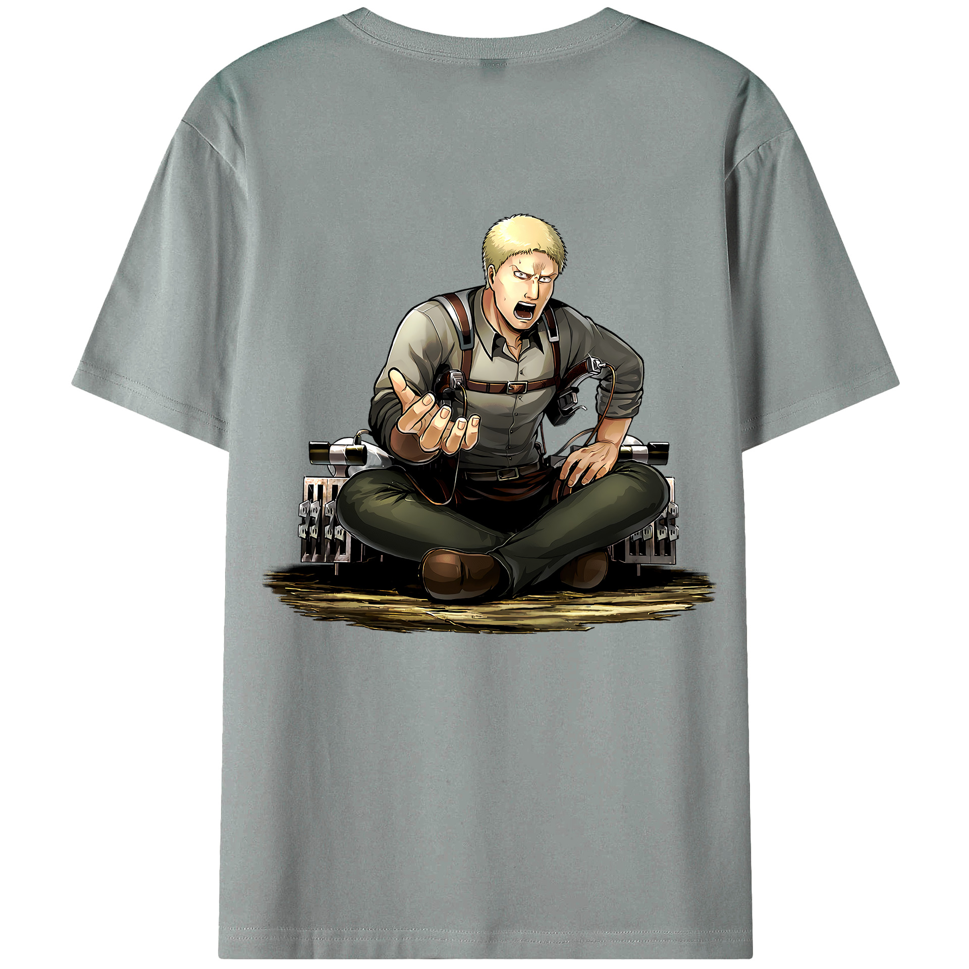 （画像用） 進撃の巨人 ライナー・ブラウン Attack on Titan Reiner Braun 綿100％ メンズ半袖Tシャツ（バックプリント） 通気性